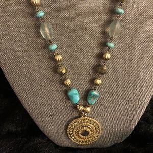 Women’s Necklace Turquoise, Gold and Green Colors